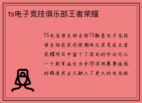 ts电子竞技俱乐部王者荣耀